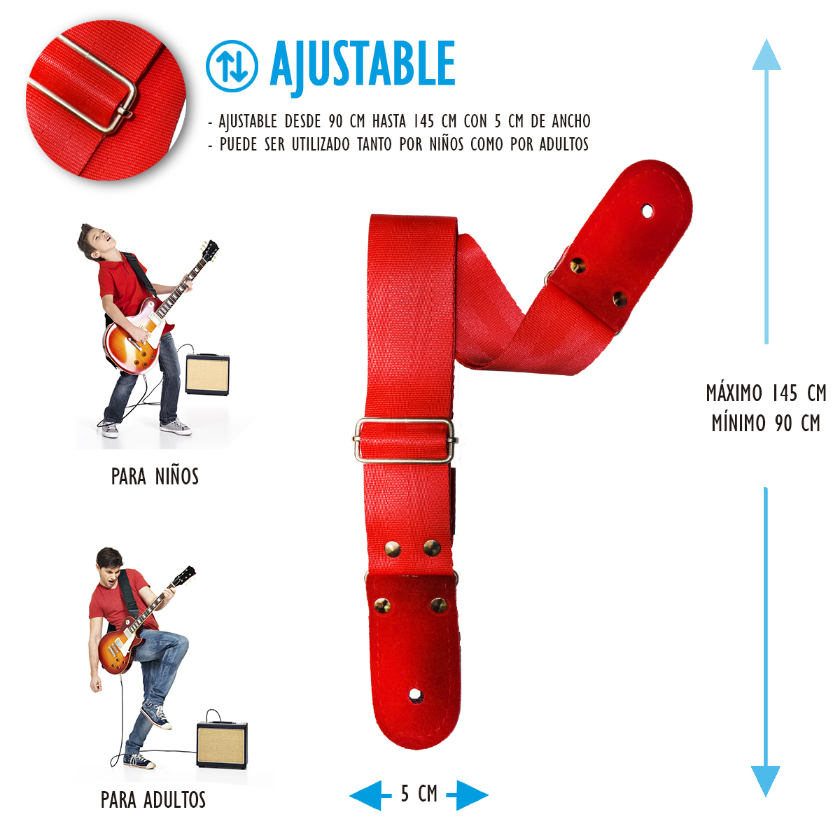 Kidam K3005NA - Sangle Guitare Rouge